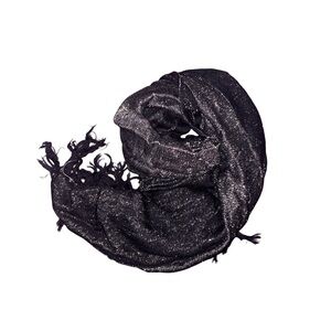 Arden B Black & Gold Fringe Wrap Scarf